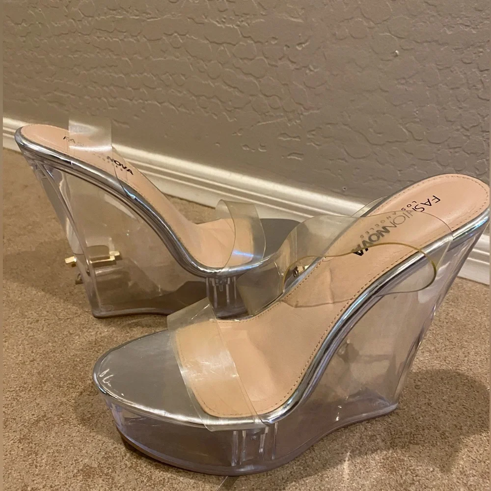 Fashion Nova Transparent and Silver Heels - Picture 2 of 6